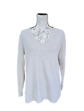 J. Jill Oatmeal Textured Long Sleeve Cotton Blend Sweater L